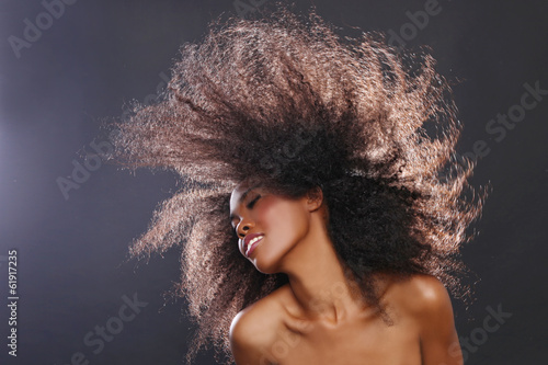 Fotografie, Obraz Stunning Portrait of an African American Black Woman With Big Ha