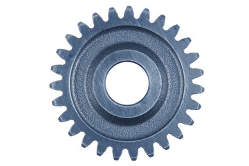 One steel cog gear isolated on white