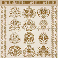 Wall Mural - Set of vector damask ornaments.