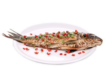 Poster - Fried fish on a white plate