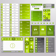 Green Web Design, Elements, Buttons, Icons. Templates For Websit