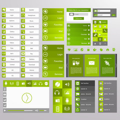 Wall Mural - green web design, elements, buttons, icons. templates for websit
