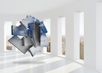 Aufkleber - Composite image of server tower on abstract screen
