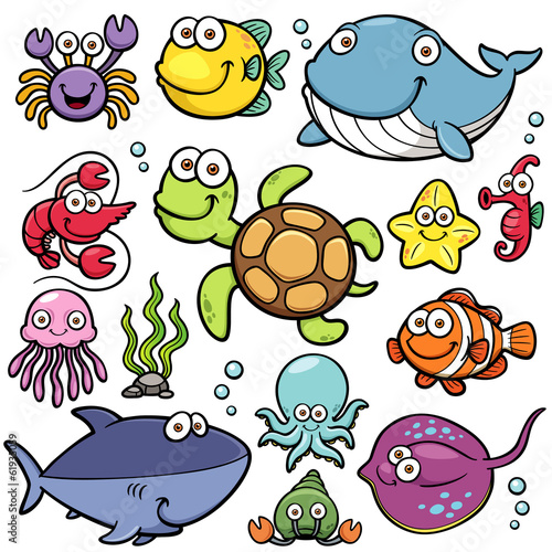 Fototapeta do kuchni Vector illustration of Sea Animals Collection