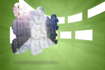 Aufkleber - Composite image of server hallway on abstract screen