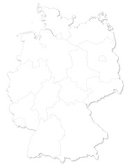  Vector map of German states on white background.