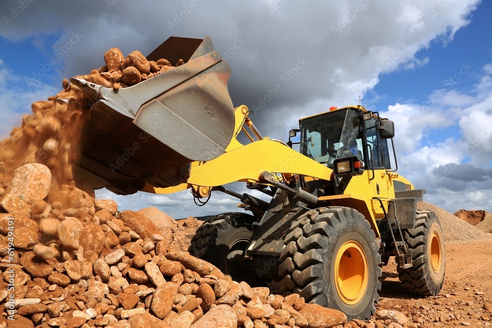 Front End Loader Tipping Stone - obrazy, fototapety, plakaty 