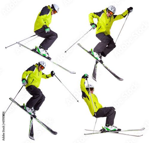 Dekoracja na wymiar  zbior-narciarz-skoki-freeride-sztuczki-na-bialym-tle