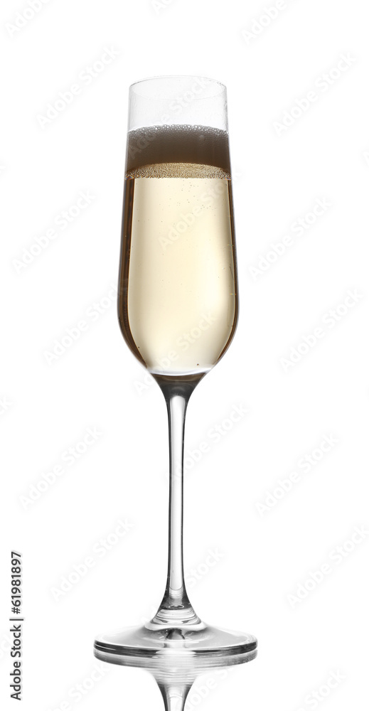 Glass of champagne, isolated on white