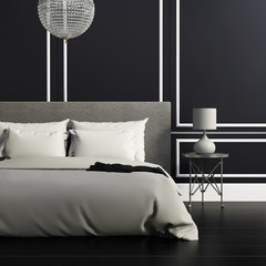 Wall Mural - Contemporary elegant luxury elegant black and white bedroom