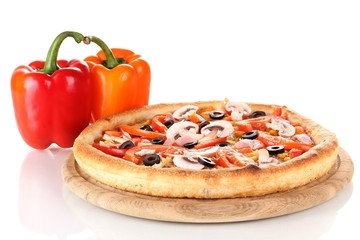 Sticker - Aromatic pizza with vegetables isolated on white