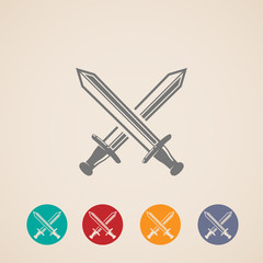 set of crossing swords icons. fight concept