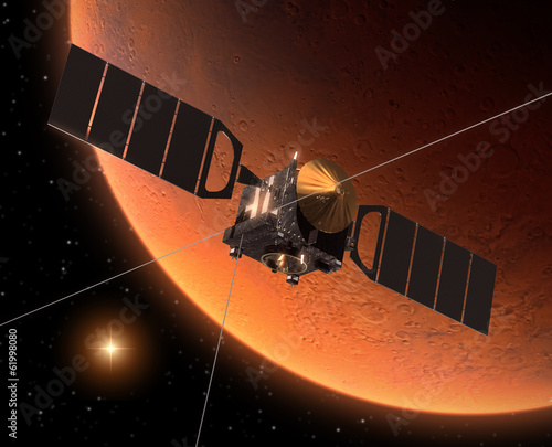 Naklejka samoprzylepna Statek kosmiczny mars Express orbitujący mars