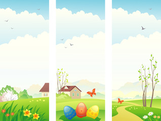 Fototapete - Easter and spring vertical banners