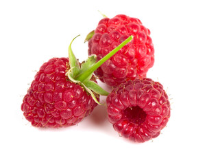 Poster - raspberries isolated on white