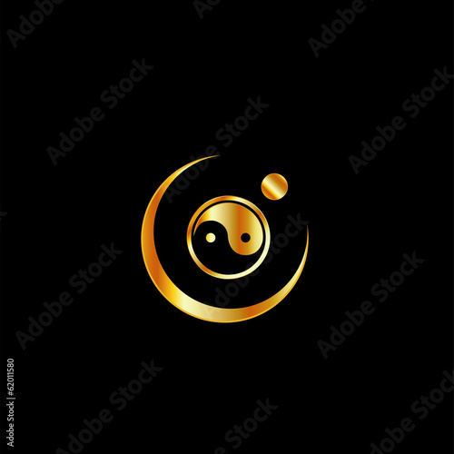 Board z aluminiowym obramowaniem Koncepcja logo harmonii z yin yang