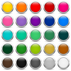 Wall Mural - Set of colored buttons on a white background