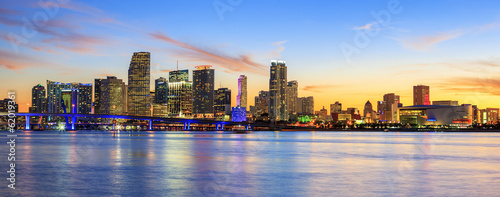 Fotoboard na płycie Panoramiczny zachód słońca, Miami