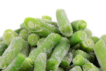 Wall Mural - Close up of frozen green beans.