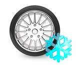 Fototapeta  - Winter Car Wheel Tire with snowflake