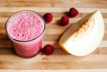 Wall Mural - healthy raspberry and melon juice