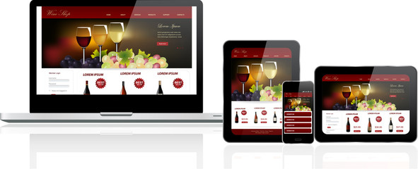 Wall Mural - website template on multiple devices