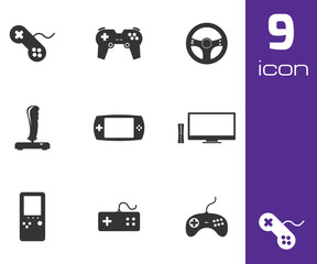Wall Mural - vector black video game icons set