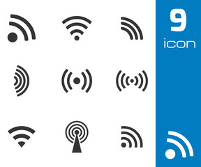 Sticker - Vector black wireless icons set