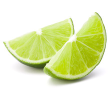 Citrus Lime Fruit Segment Isolated On White Background Cutout