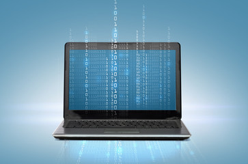 laptop computer with code on screen