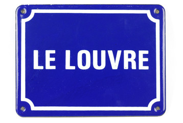 Small blue ceramic 'Le Louvre' sign