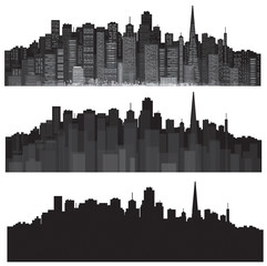 Vector cities silhouettes.