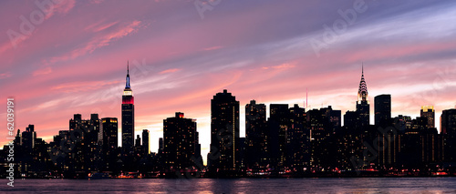 Obraz na płótnie canvas trzyczęściowy "tryptyk" Panorama panoramę Nowego Jorku manhattan
