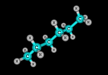 Poster - Hexane molecular structure isolated on black