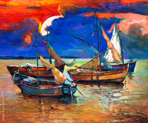 Naklejka na szafę Fishing boats