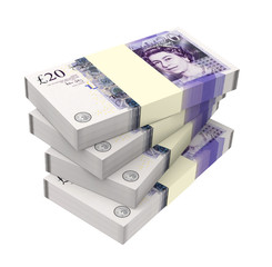 Wall Mural - English money isolated on white background.