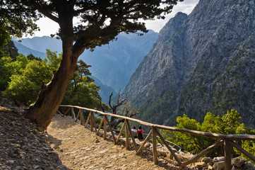 Trail through Samaria gorge, island of Crete