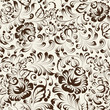 Ornate blue and white floral seamless pattern in Gzhel style