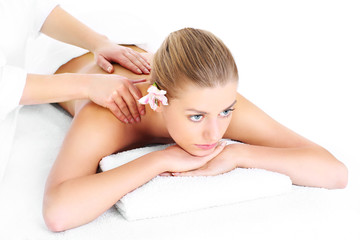 Happy woman having massage