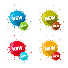 Poster - Vector Colorful Stickers - Stains With New Title Set