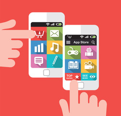 smartphone with application store screen interface