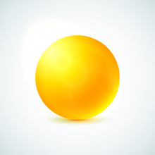 Yellow Glossy Sphere Isolated On White