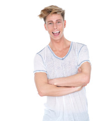 Wall Mural - Young man laughing with arms crossed