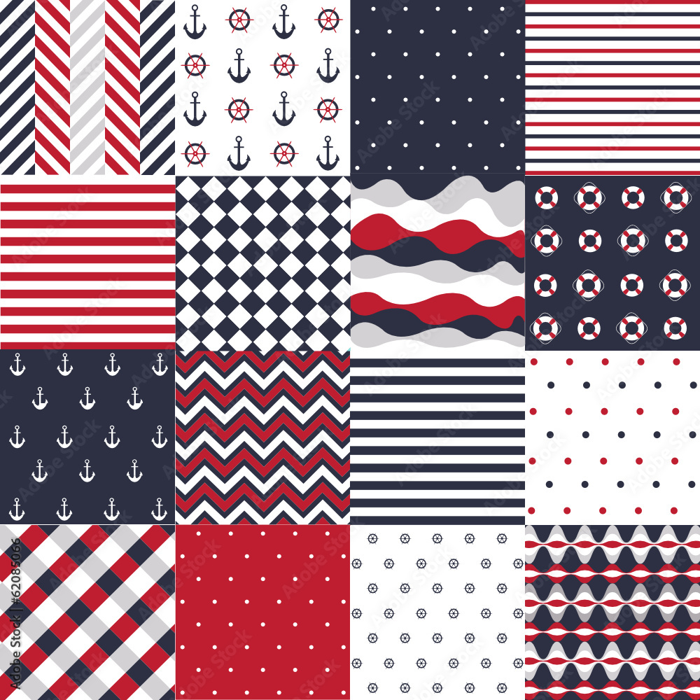 Seamless pattern with nautical elements Stock Vector | Adobe Stock