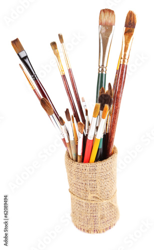 Brushes In Vase Isolated On White Buy This Stock Photo And