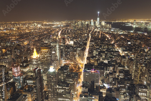 Obraz na płótnie canvas czteroczęściowy "tetraptyk" Panoramiczny widok z manhattan new york patrząc na południe od midtown