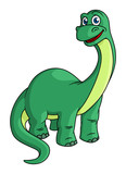 Fototapeta Dinusie - Adorable green cartoon dinosaur mascot