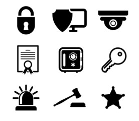 Fototapete - Safety and security icons set