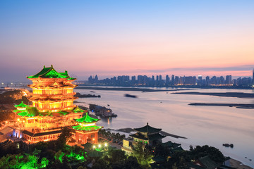 Poster - beautiful nanchang tengwang pavilion in sunset