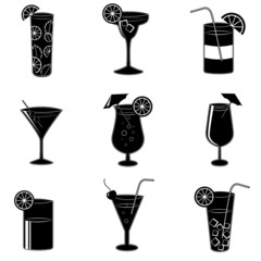 Wall Mural - Pictograms of party cocktails with alcohol